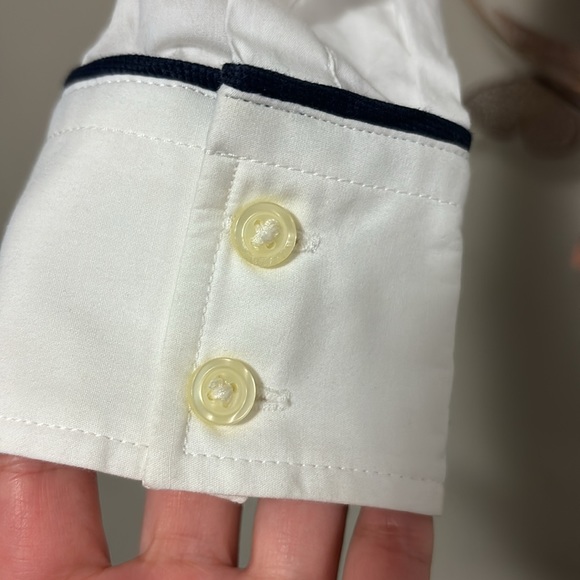 Banana Republic Collared Button Dress Shirt White w Black Piping Detail  2 P - Picture 5 of 7